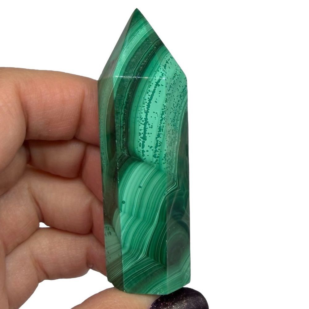 Malachite Tower Natural Stone Crystal Green Obelisk
